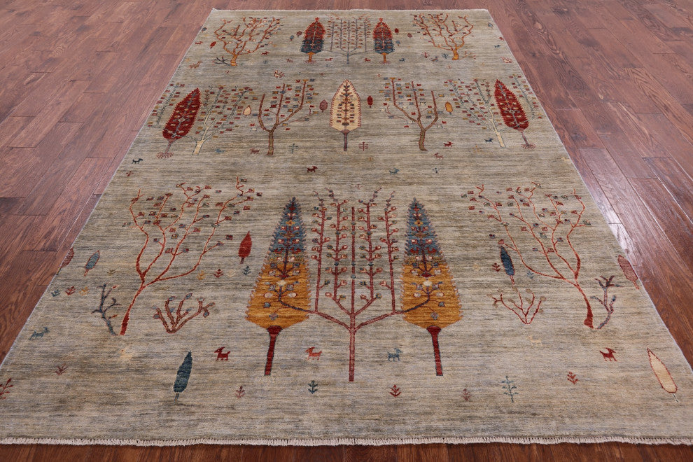 Handmade Tribal Persian Gabbeh Wool Rug 6' 4" X 9' 7" Q5282