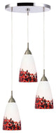 Art Glass 3-Light Multi-Light Pendant, Hiatus Glass, Satin Nickel