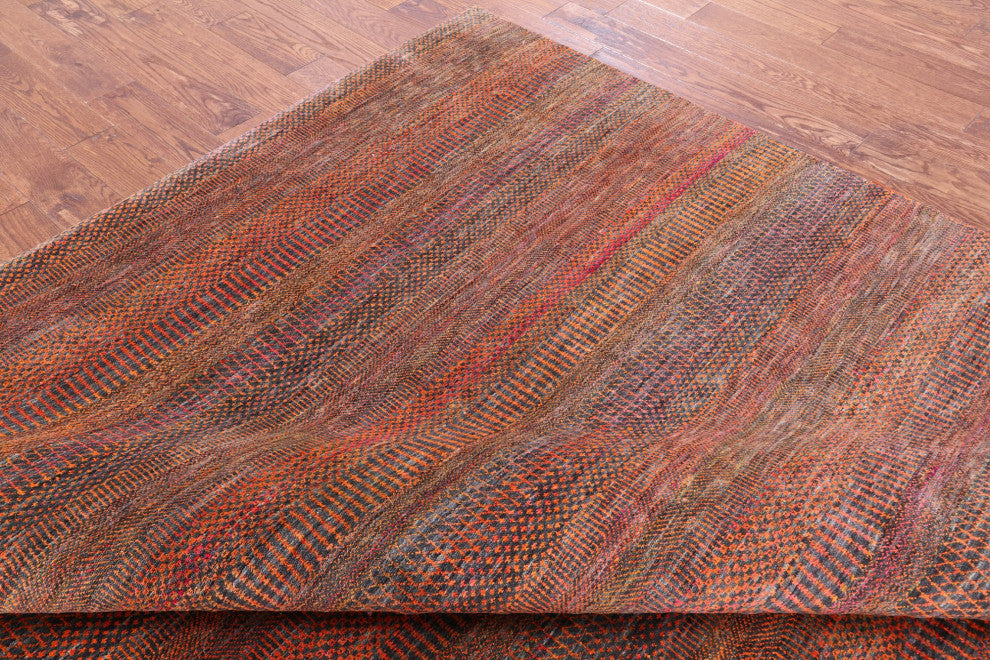 8' Square Super Savannah Gabbeh Hand-Knotted Wool and Silk Rug Q11911