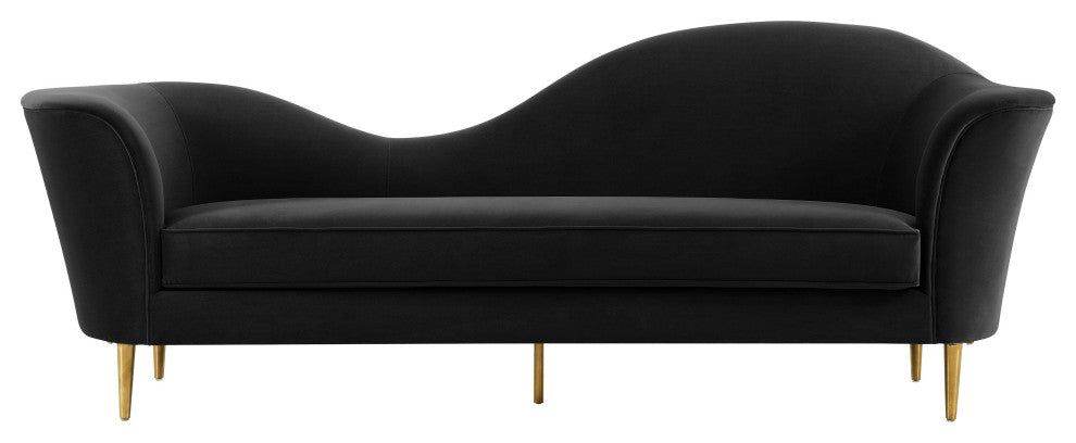 TOV Furniture Plato Black Velvet Sofa