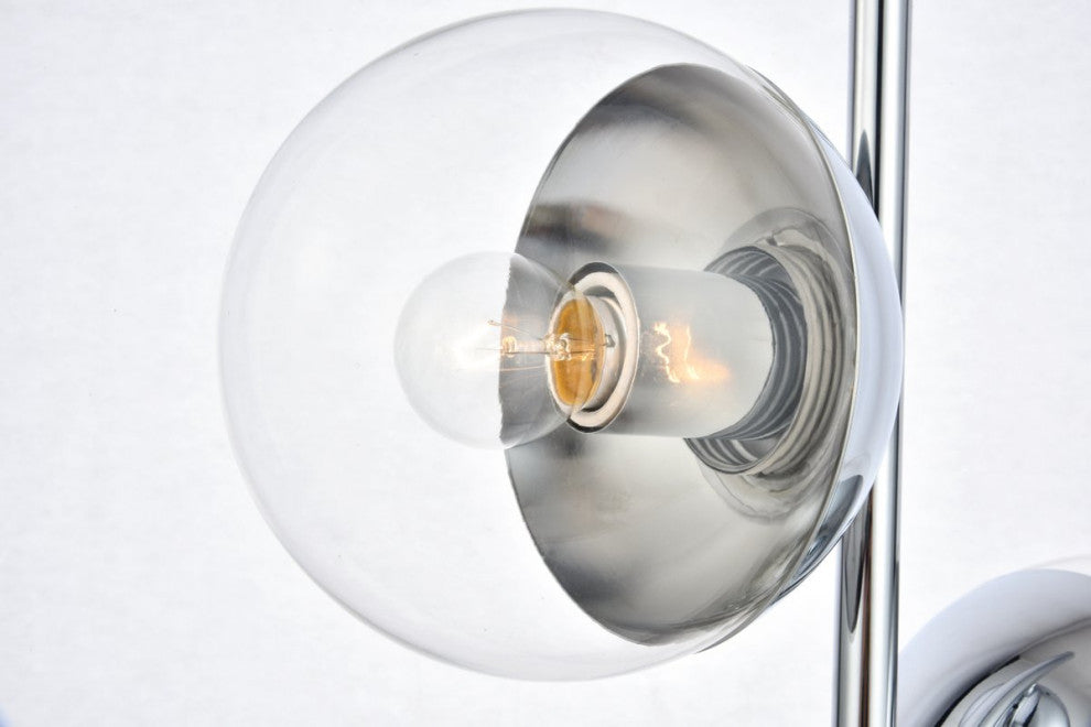 Midcentury Modern Chrome And Clear 2-Light Table Lamp