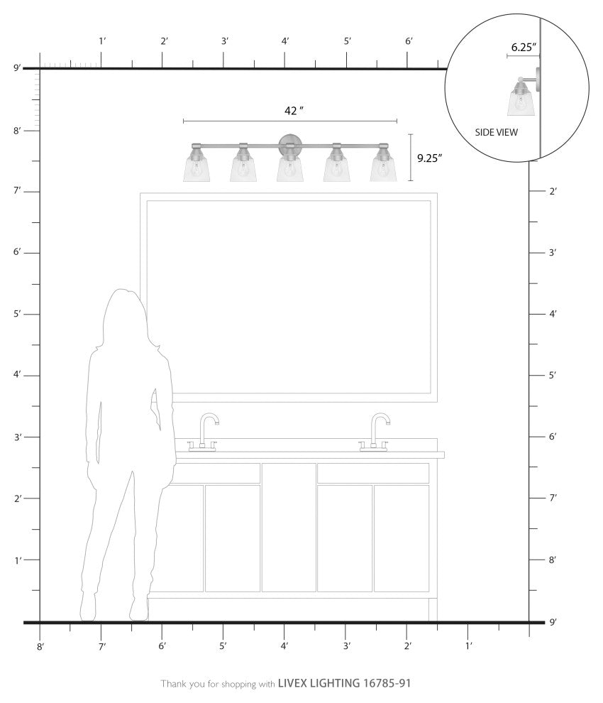 Catania 5-Light Brushed Nickel Large Vanity Sconce