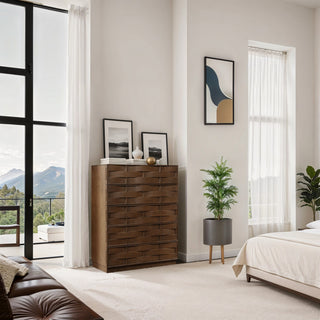 Weave Oak Veneer Chest, Brown