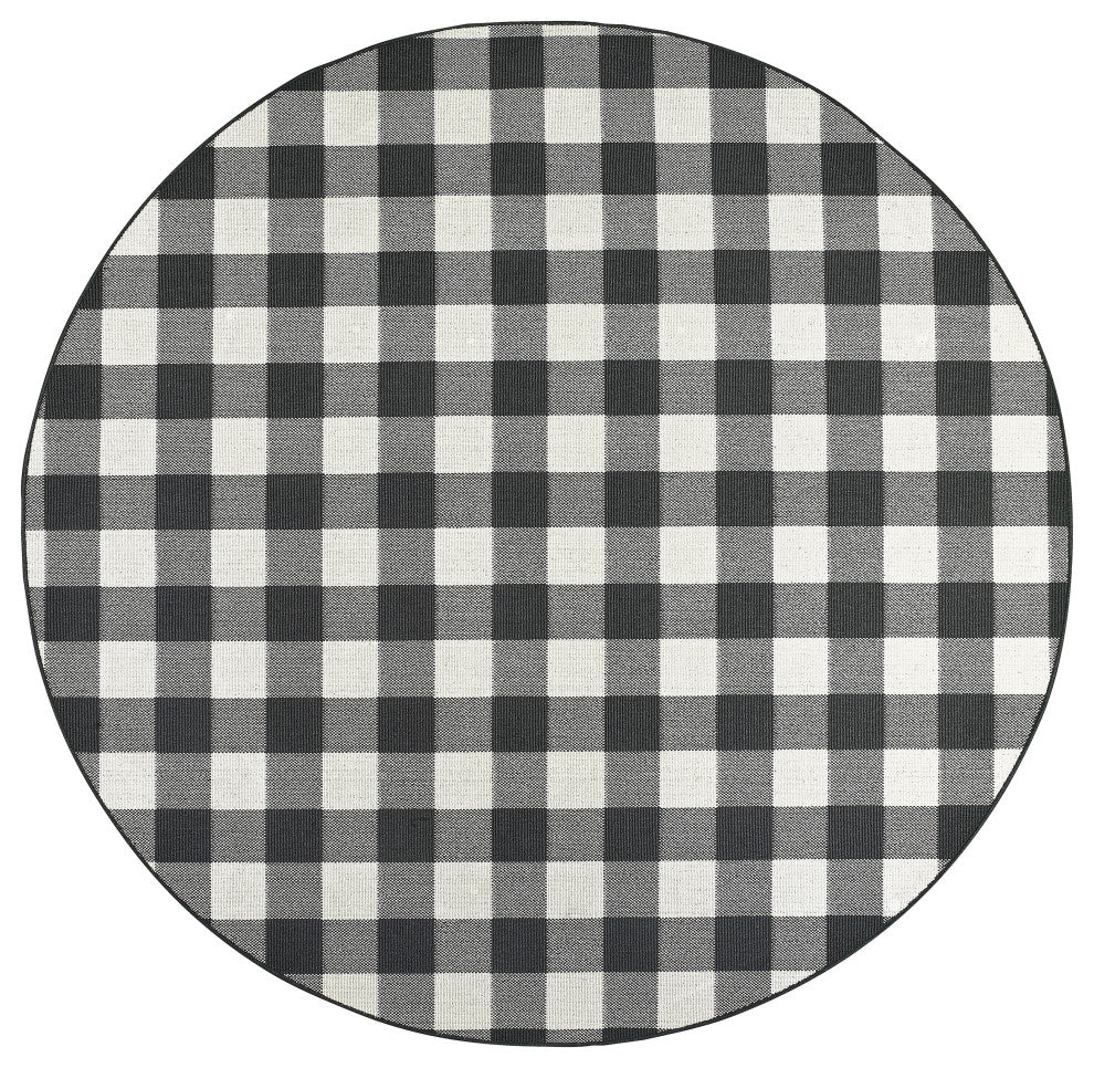 Oriental Weavers Marina Black/ Ivory Geometric Indoor/Outdoor Rug 7'10" RND