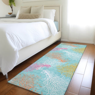 Addison Premium Washable Mayfield AMF182 Teal 2'3" x 7'6" Runner Rug