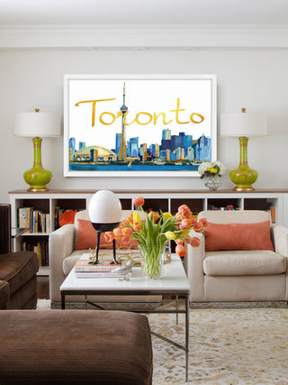 "Toronto Skyline" Framed Painting Print , 30x20