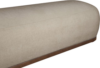 Calum Upholstered Bench, Beige, Chenille Fabric, Brown Walnut Finish