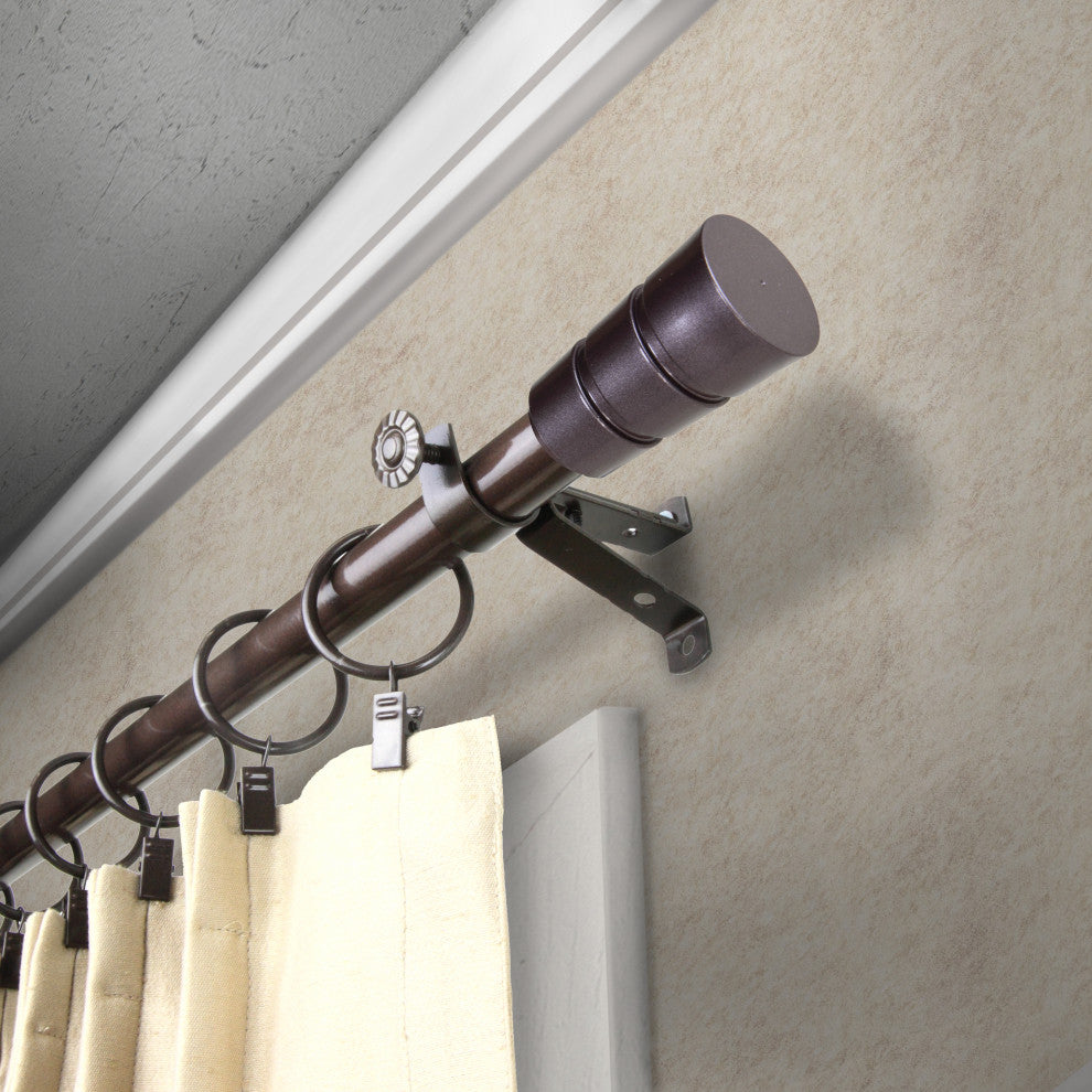 Noah 13/16" Diameter Curtain Rod, Cocoa, 18-28"
