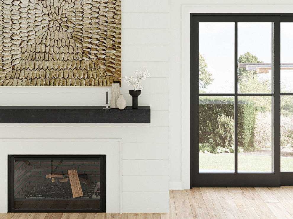 Rustic Fireplace Mantel Shelf, Midnight Black, 72"