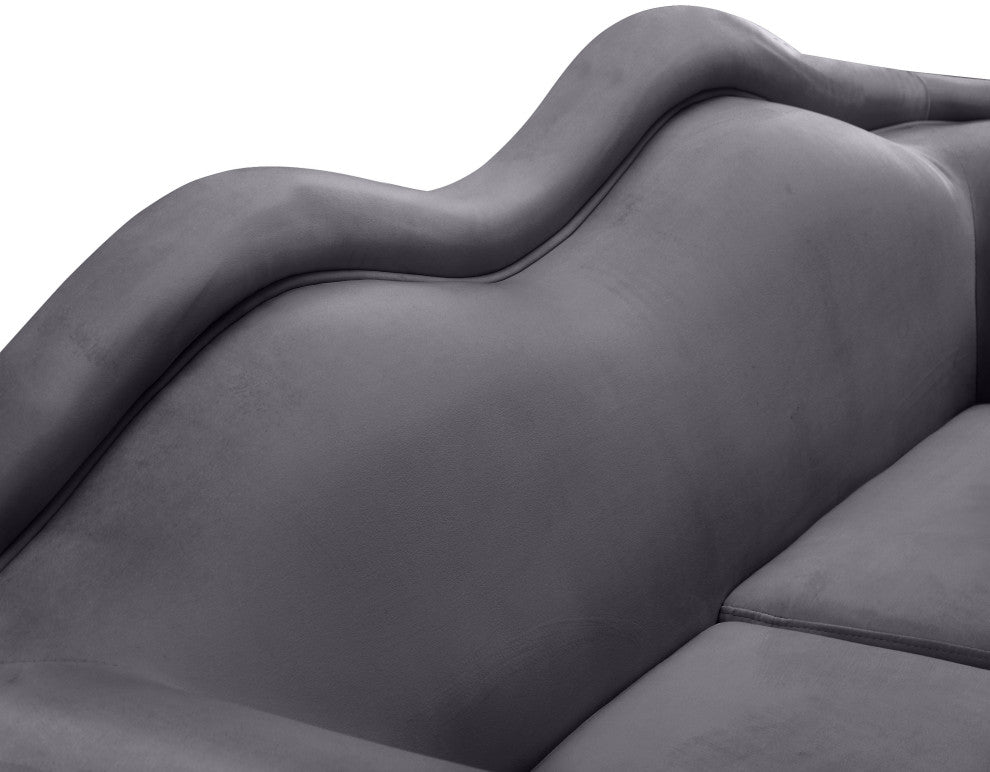 Lips Velvet Upholstered Sofa, Gray