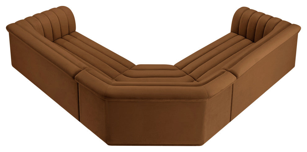 Cascade Upholstered Modular Sofa, Saddle, Velvet, Corner Sectional