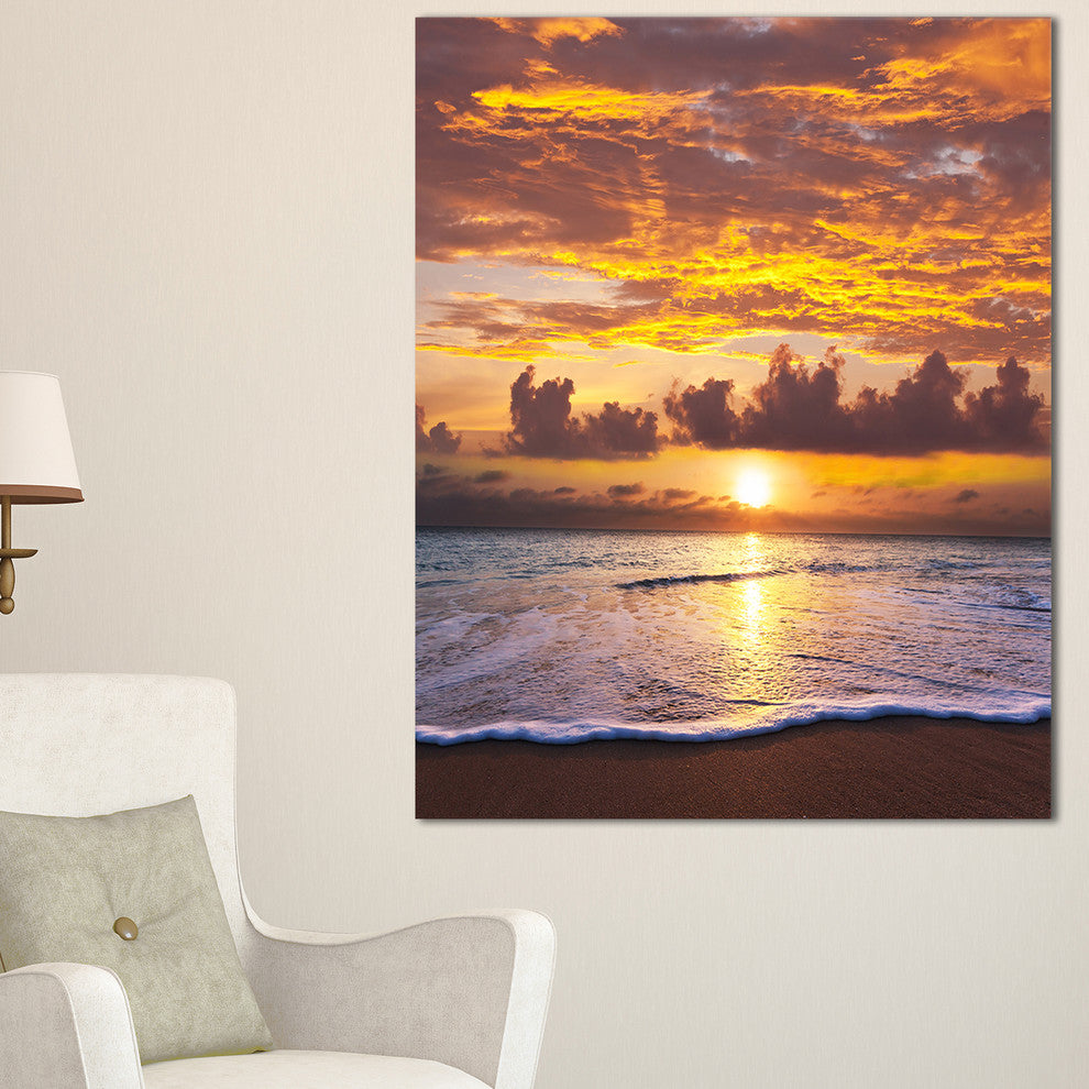 "Layers of Yellow Clouds At Sunset" Seashore Canvas Wall Art, 30"x40"