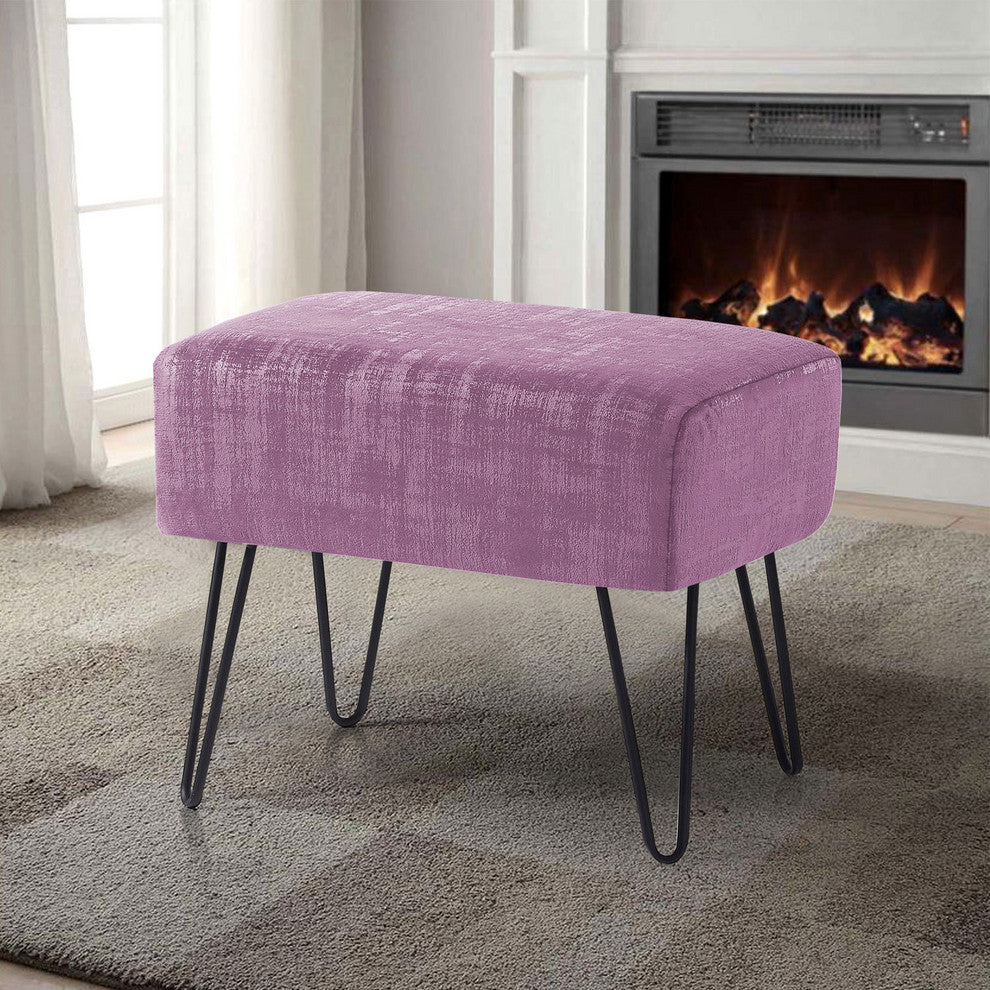 Textured Velvet Ottoman, Mauve Shadows