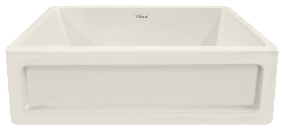 Whitehaus WHQ5550-BISCUIT 33" Reversible Farmhouse Kitchen Fireclay Sink