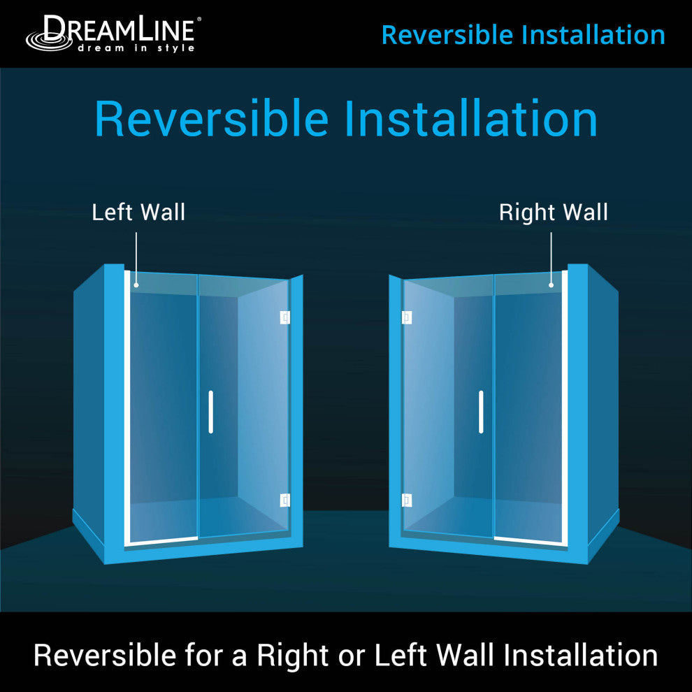 Dreamline Unidoor Min 57" To Max 57-1/2"x72" Hinged Shower Door