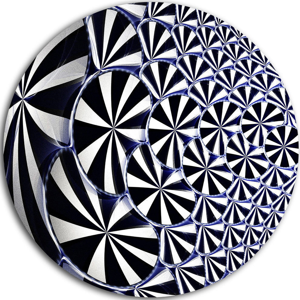 3D Shaped Black And White Flower Design, Floral Disc Metal Artwork, 36"
