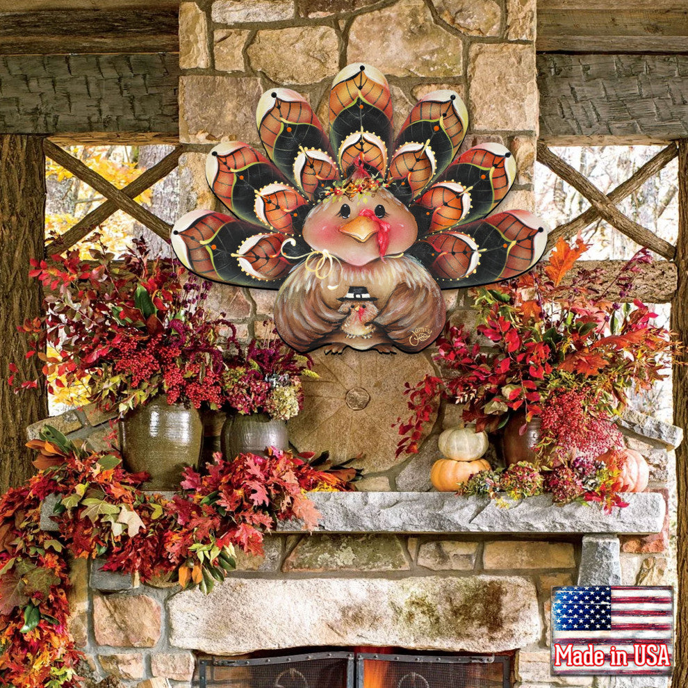 Feathered Turkey Wooden Over the Door decoration