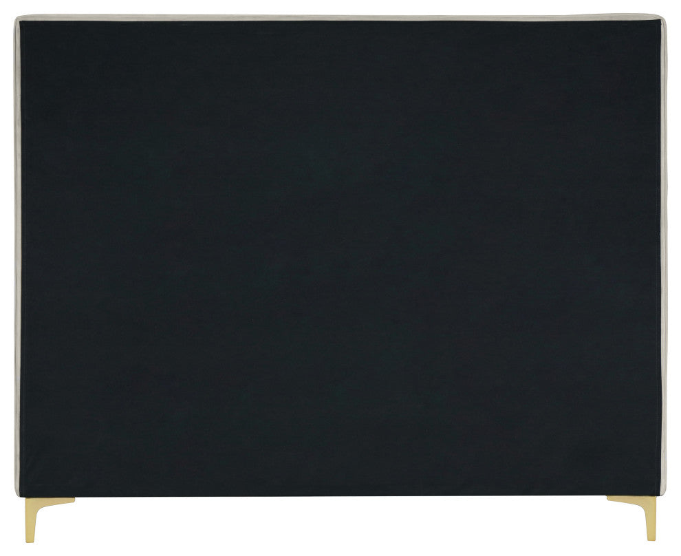 Geri Velvet Upholstered Bed, Cream, Queen