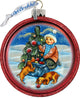 Hand Painted Glass Scenic Ornament Trim A Tree Boy With Dogs, C Ball