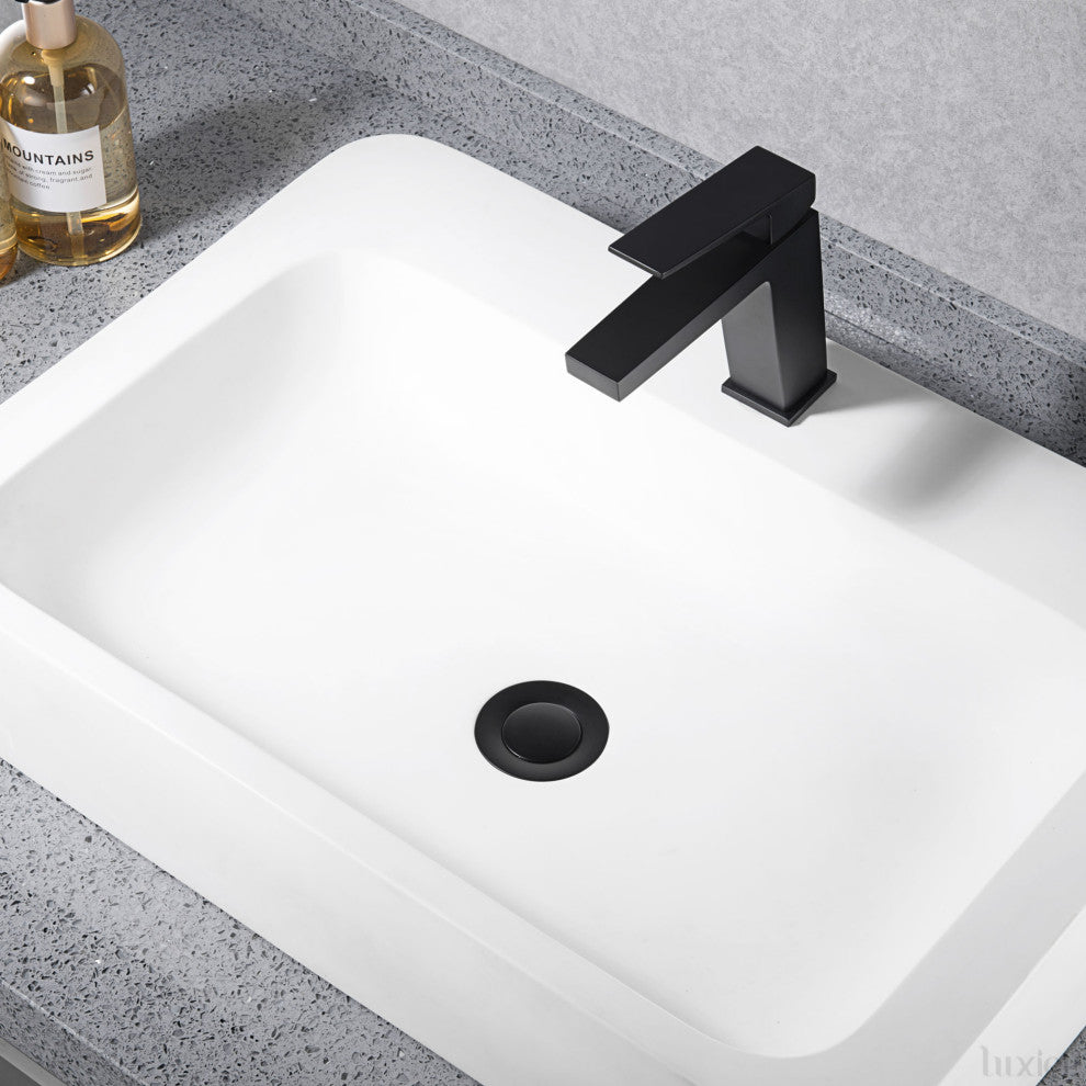 1-1/2" Push Pop-Up Drain Stopper for Sink, Matte Black, Without Overflow