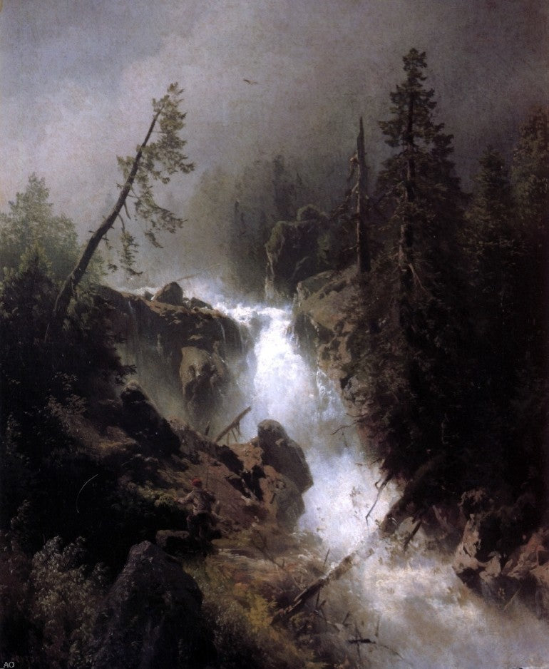 Herman Herzog Cascade With a Fisherman Wall Decal