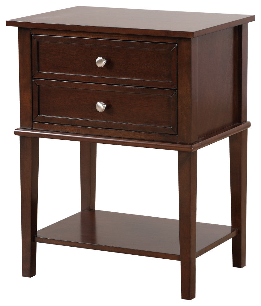 Glory Furniture Newton 2 Drawer Nightstand in Cappuccino