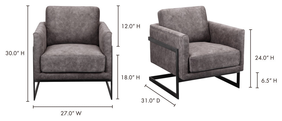 Modern Luxley Club Chair Grey Velvet - Grey