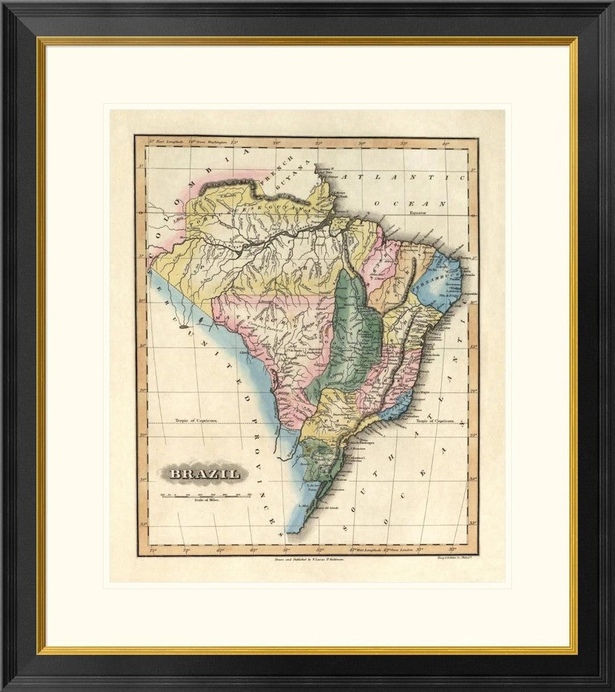 "Brazil, 1823" Framed Digital Print by Fielding Lucas, 29x32"