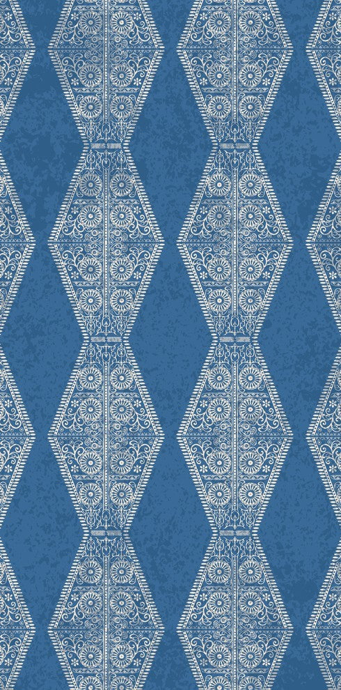 Pyramid Stripe Geometric Print Bath Towel, Blue
