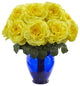Nearly Natural Rose Artificial Arrangement in Rose Colored Vase Yellow