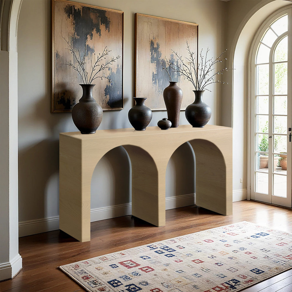 June Black Oak Console Table, Oak, 54" W X 18" D X 30" H