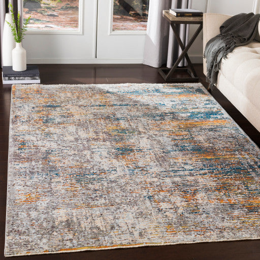 Surya Presidential PDT-2305 3'3"x10' Rug, Blue/Burnt Orange/Peach/Pale Blue/Gray