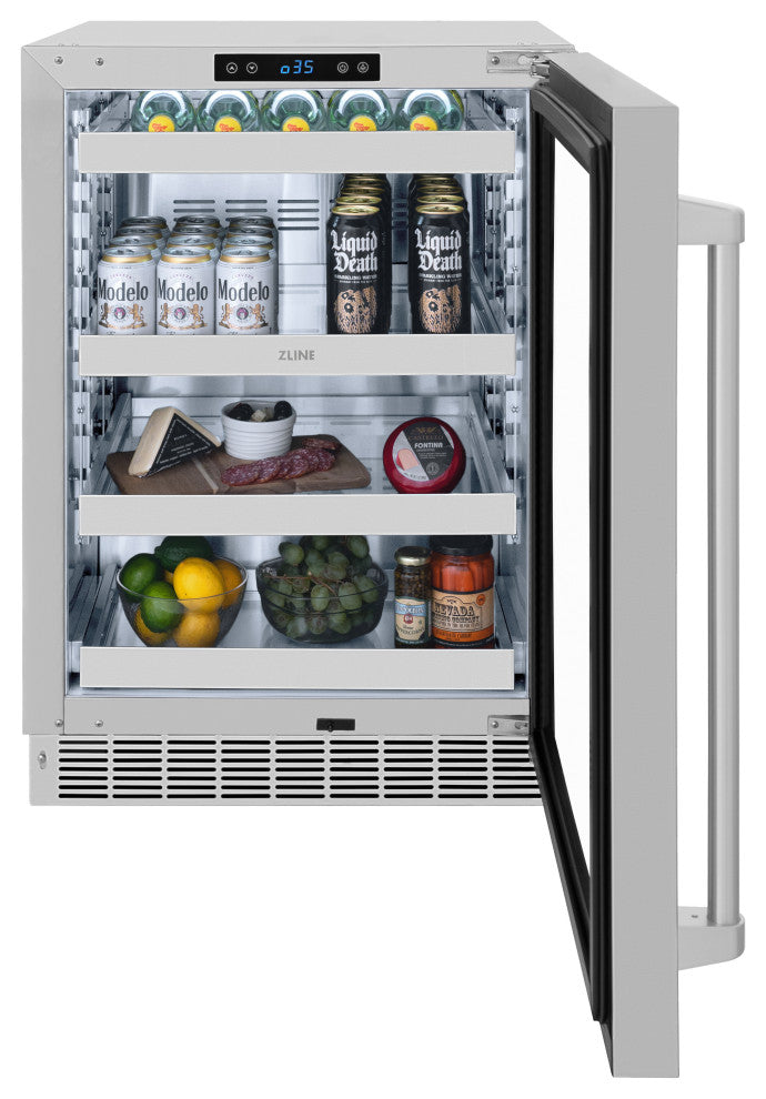 ZLINE 24" Beverage Center With Stainless-Steel Glass Door