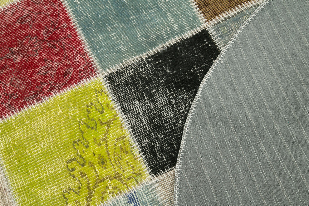 Rug N Carpet - Handwoven Turkish 4' 9" x 4' 9" Contemporary Round Patchwork Rug