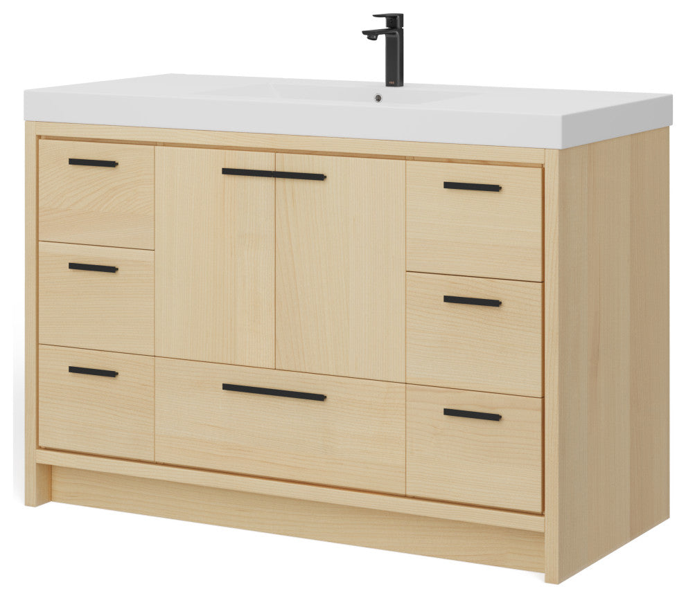 The Sacha Bathroom Vanity, Maple, 48", Single Sink, Freestanding
