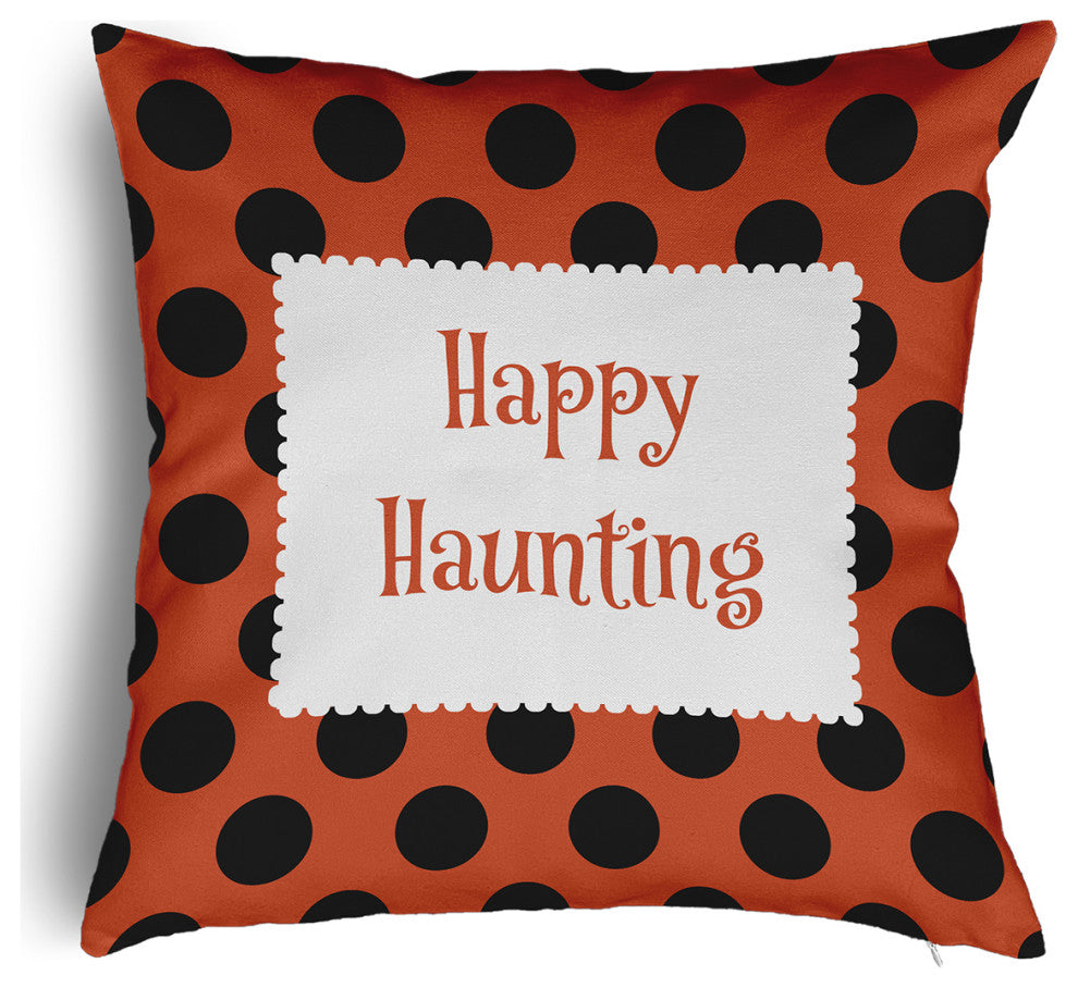 Happy Haunting Dots Accent Pillow With Removable Insert, Harvest Orange, 16"x16"