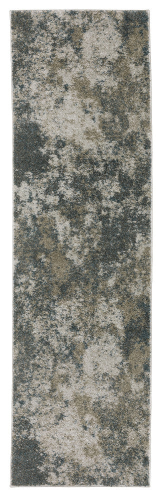 Alistair Distressed Abstract Teal/ Grey Indoor Area Rug, Teal, 2'3"x7'6"