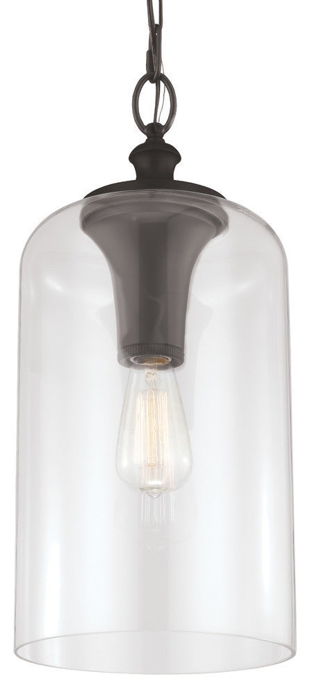 Generation Lighting, P1309ORB, Clear Glass Pendant, Oil Rubbed Bronze