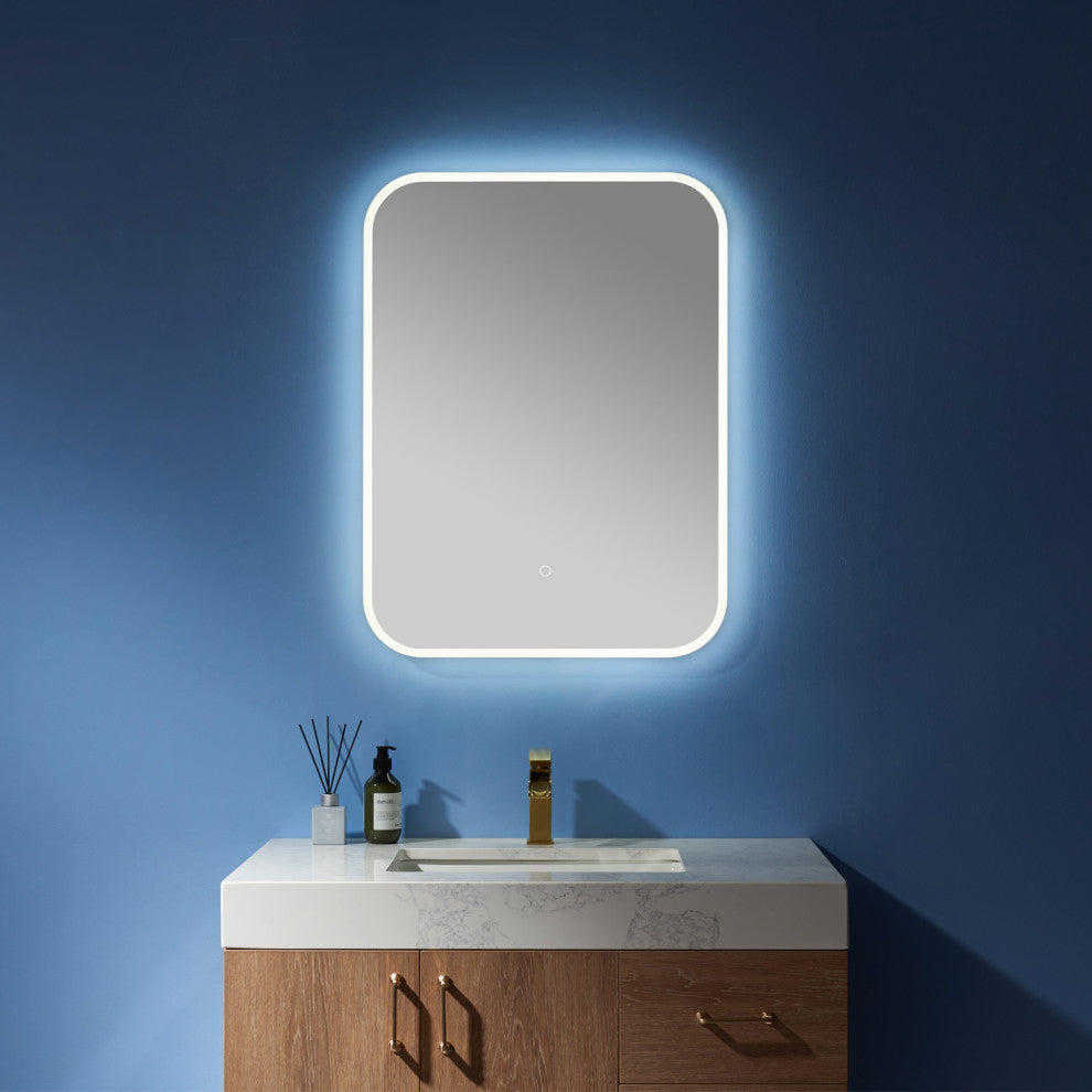 Horizontal Wall Mounted LED Modern and Contemporary Bathroom Mirror, 24 Inch