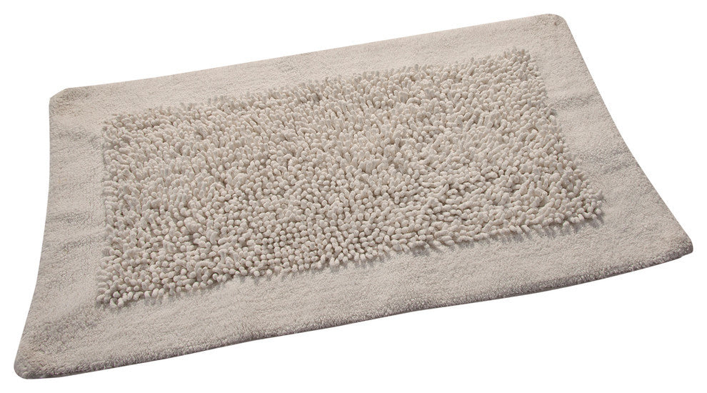 Bath Rug Cotton and Chenille Tufted, 34"x21", White, GSF 200, Pattern Lima