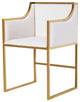 Dining and Occasional Chair, White Linen, Brass Frame