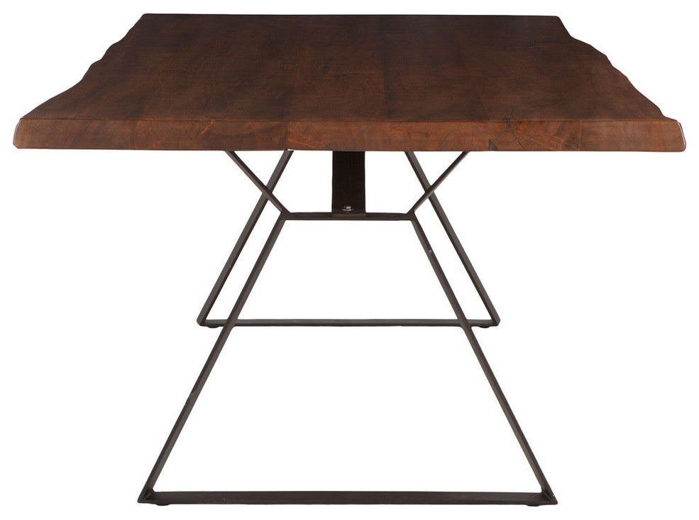 Nottingham 106-Inch Acacia Wood Live Edge Dining Table in Walnut Finish