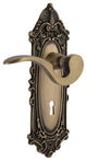 Victorian Plate With Keyhole Manor Lever, Antique Brass, Double Dummy, Non-Hand