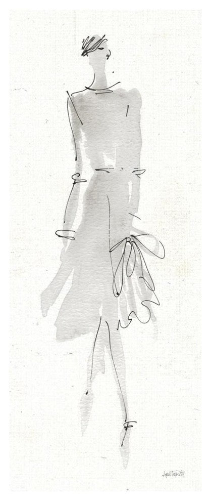 "La Fashion I Gray" Digital Paper Print by Anne Tavoletti, 18"x42"