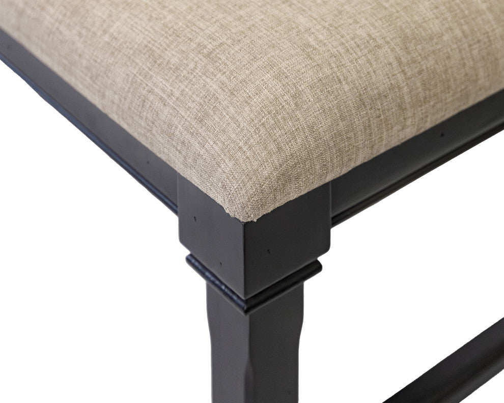 Traditional Wood Dining Table Bench, Kitchen Seat, Black