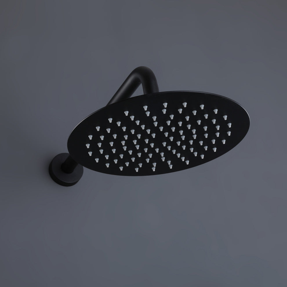 10-12 Inch High Pressure Shower Head Stainless Steel Ultra-Thin Rain Showerheads, Matte Black, 10 Inches, Round