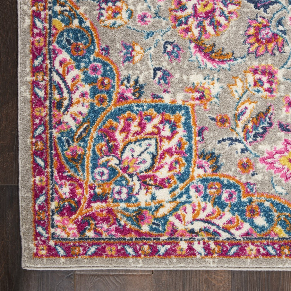 8'' X 10'' Pink And Gray Power Loom Area Rug