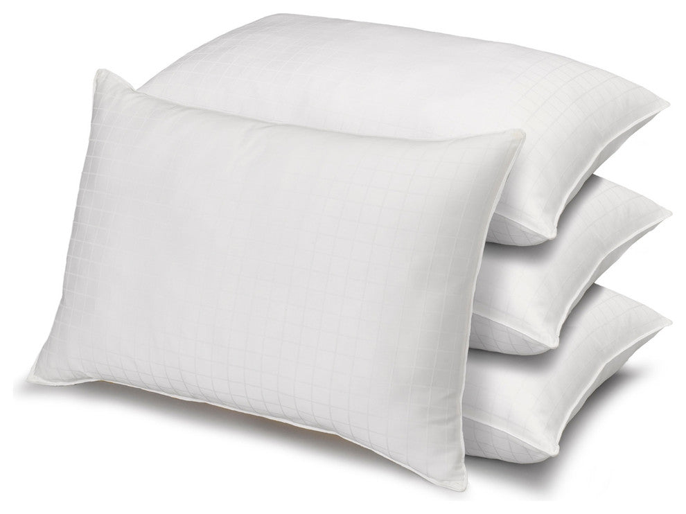 4-Pack Dobby Windowpane Soft Stomach Sleeper Pillows, Queen