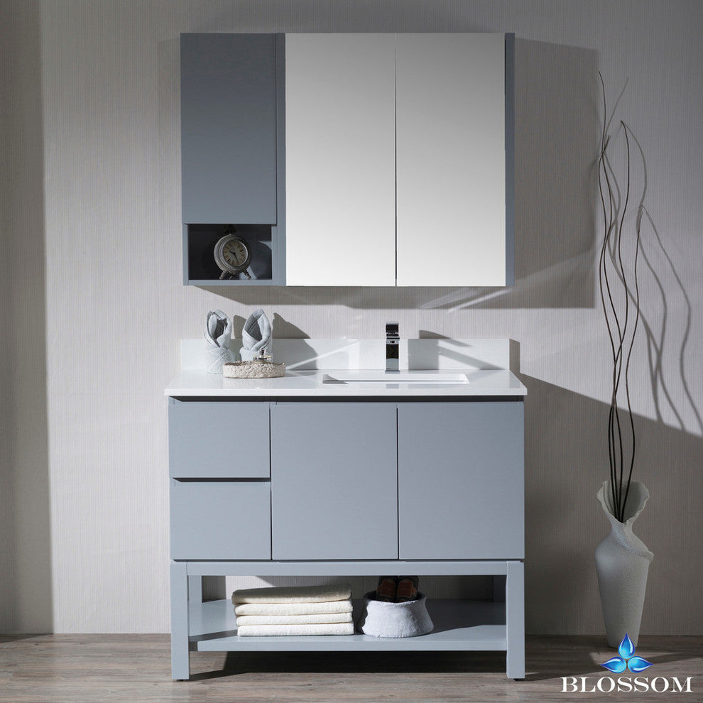Monaco 42" Right Vanity Set With Medicine Cabinet and Wall Cabinet