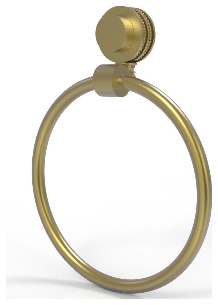Venus Towel Ring With Dotted Accent, Satin Brass